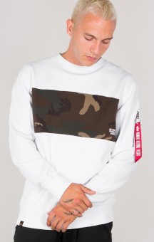 Alpha Industries Camo Bar Sweatshirt (White/Camo,L) 