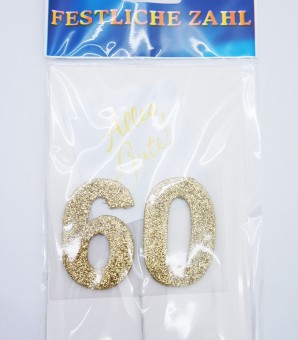 20x Festliche Zahl 60 Gold Alles Gute Geburtstag Diamantene Hochzeit 99-0692 