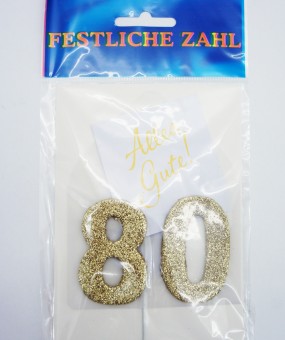 20x Festliche Zahl 80 Gold Alles Gute Geburtstag Glückwünsche 99-0696 Kuvert 