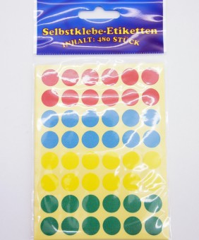 12000 Selbstklebeetiketten 25 x 480 Punkte verschiedene Farben Ø 1,3 cm Etikett 