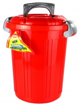 Haushaltstonne 23l mit Deckel rot Futtertonne Mülleimer Spielzeug Wäsche Tonne 