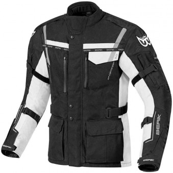 Berik Torino wasserdichte Motorrad Textiljacke (Black/White,56) 